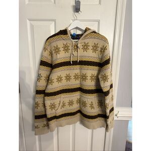 Burton Ronin Men’s Wool Kangaroo Pocket Hooded Elbow Patch Sweater sz L EUC